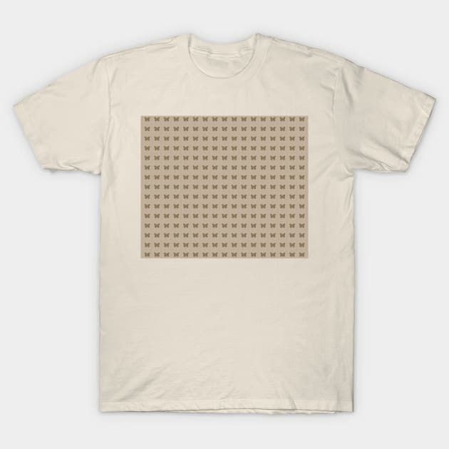 Linen Look Gold Butterfly Pattern T-Shirt by technotext